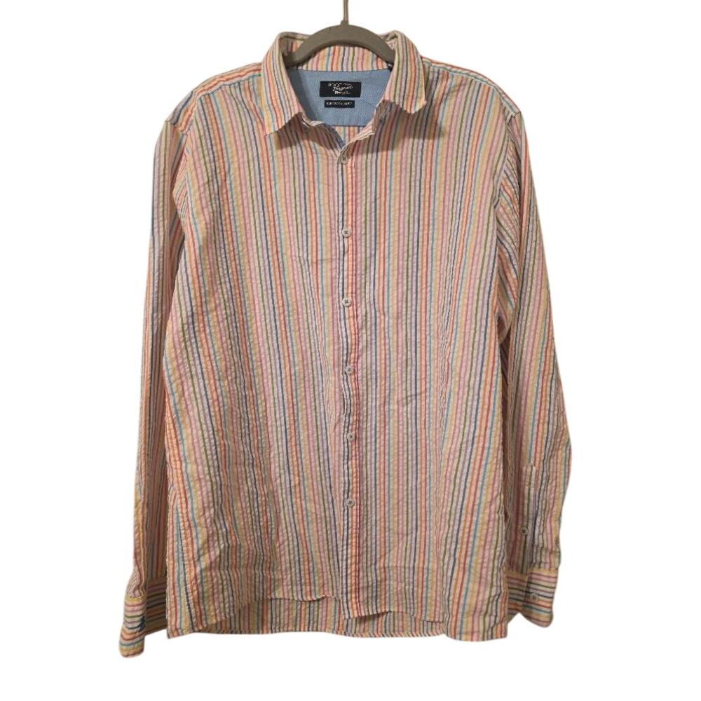 Original Penguin Heritage Slim Fit Shirt Mens 16 Multicolor Stripe